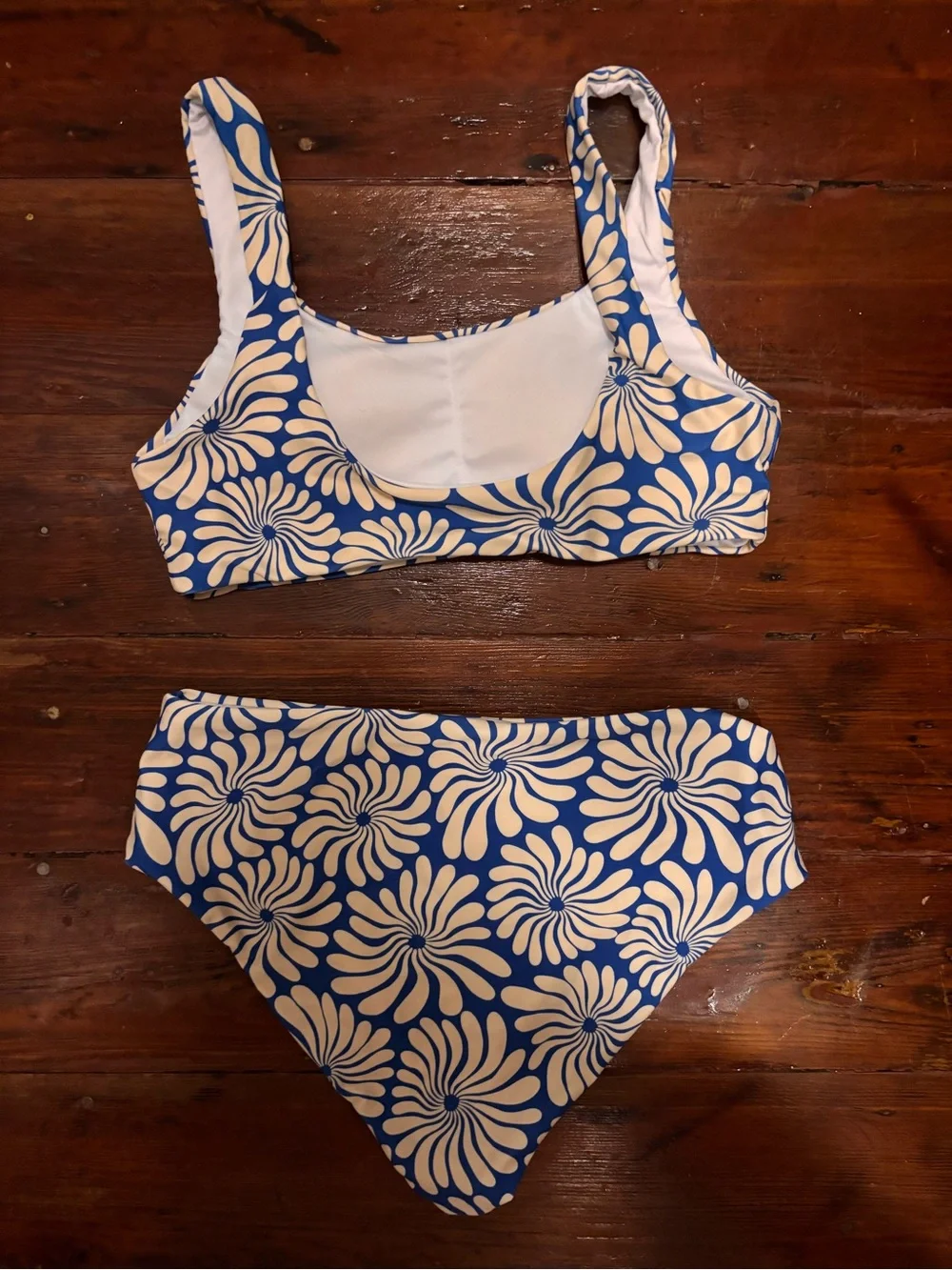 Girls Blue and Cream Floral Two-Piece Swim Set by Seaesta Surf